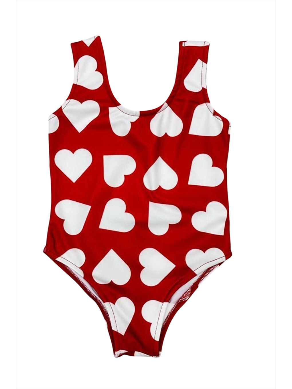 Kırmızı Desenli Kız Çocuk Mayo