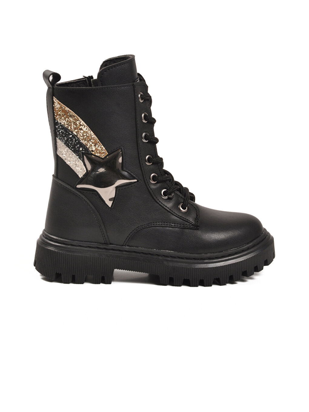 Siyah İçi Kürklü Fermuarlı Bağcıklı Kız Çocuk Bot 2002 F