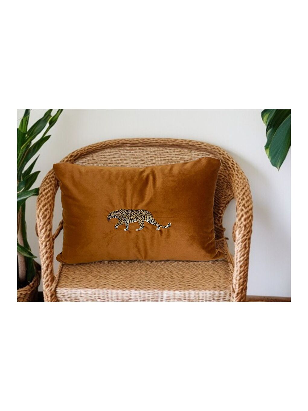 Gri Yılan Desen  Nakışlı Kiremit Rengi Dekoratif Kırlent Kılıfı 45x45-1