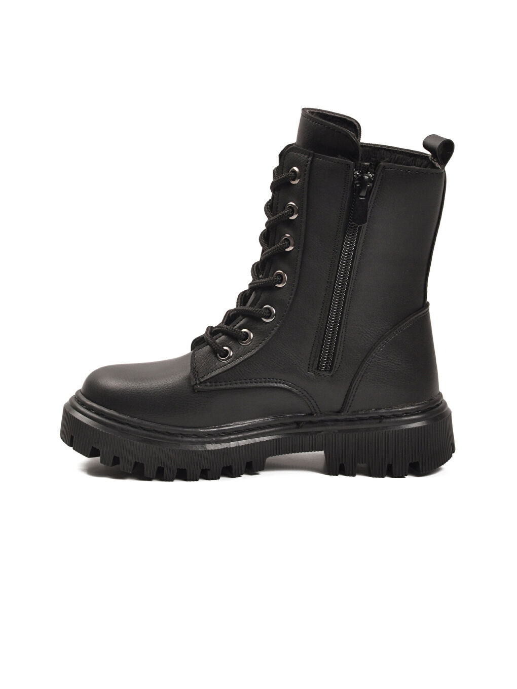 Siyah İçi Kürklü Fermuarlı Bağcıklı Kız Çocuk Bot 2002 F-1