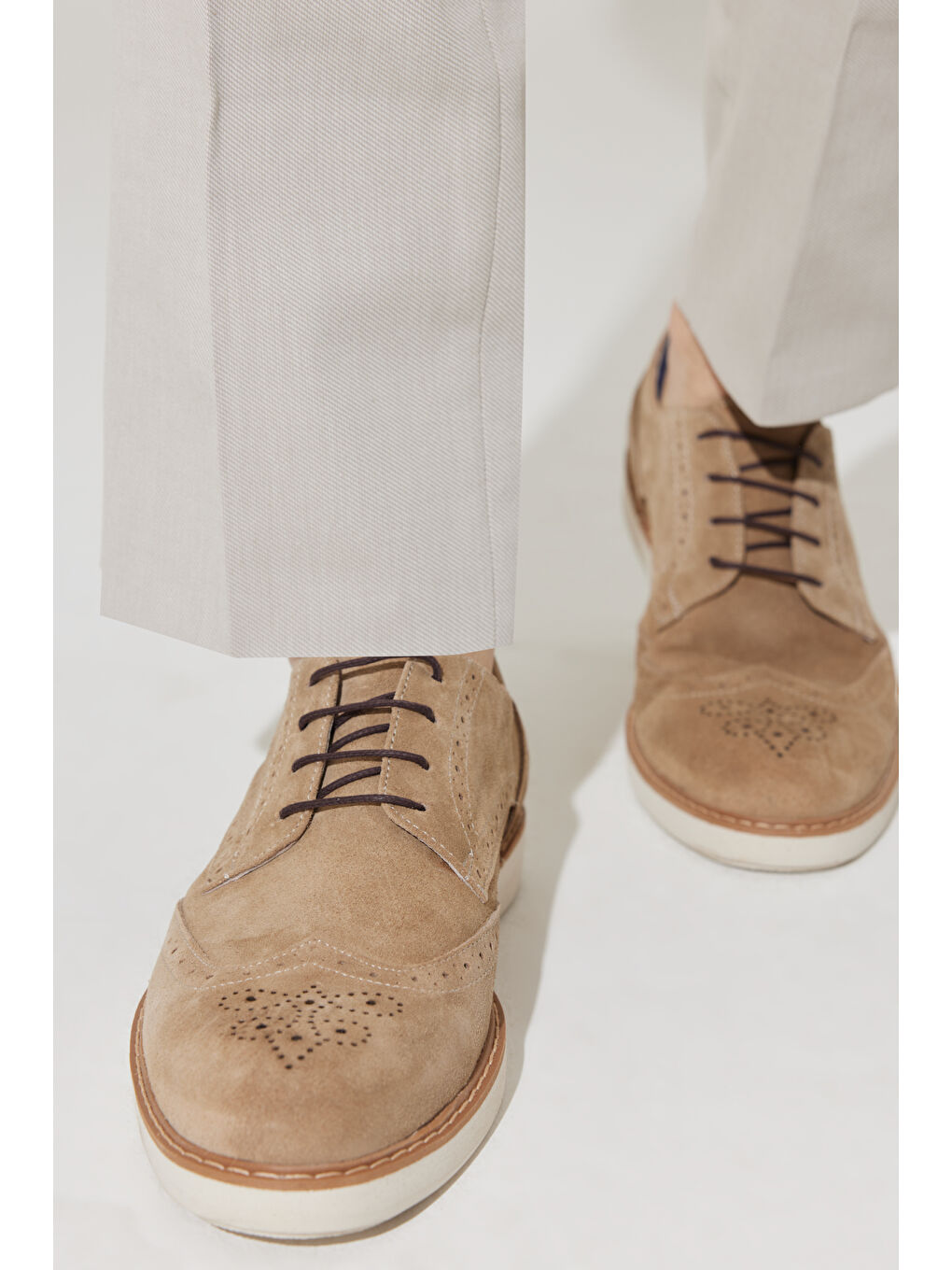 Erkek Bej %100 Deri Casual Ayakkabı-2