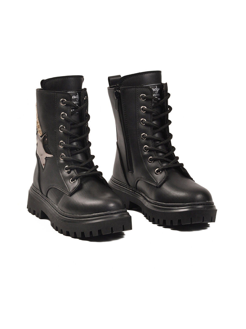 Siyah İçi Kürklü Fermuarlı Bağcıklı Kız Çocuk Bot 2002 F-2