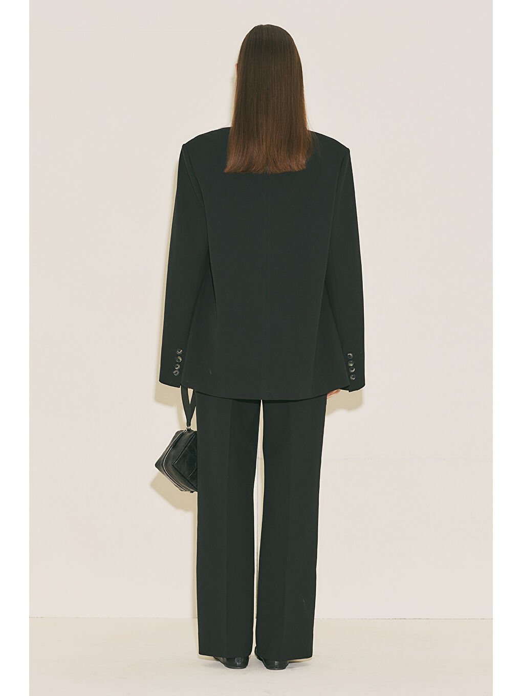 Kontrast Yakalı Tasarım Blazer Ceket Siyah-5