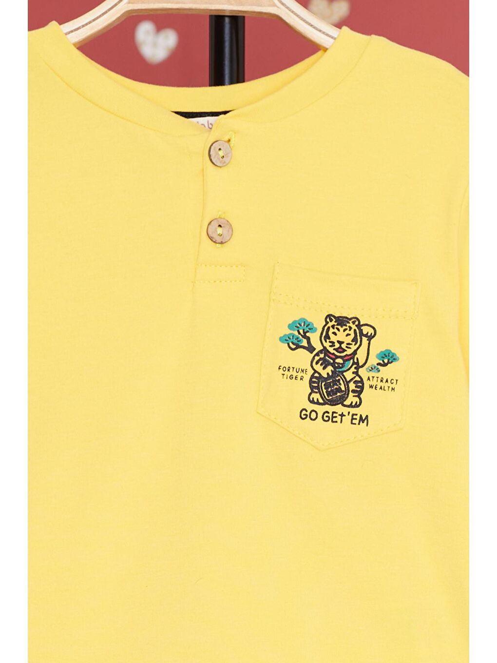 Sarı Kaplan Baskılı Cepli Erkek Bebek Eşofman Takımı 17319-2