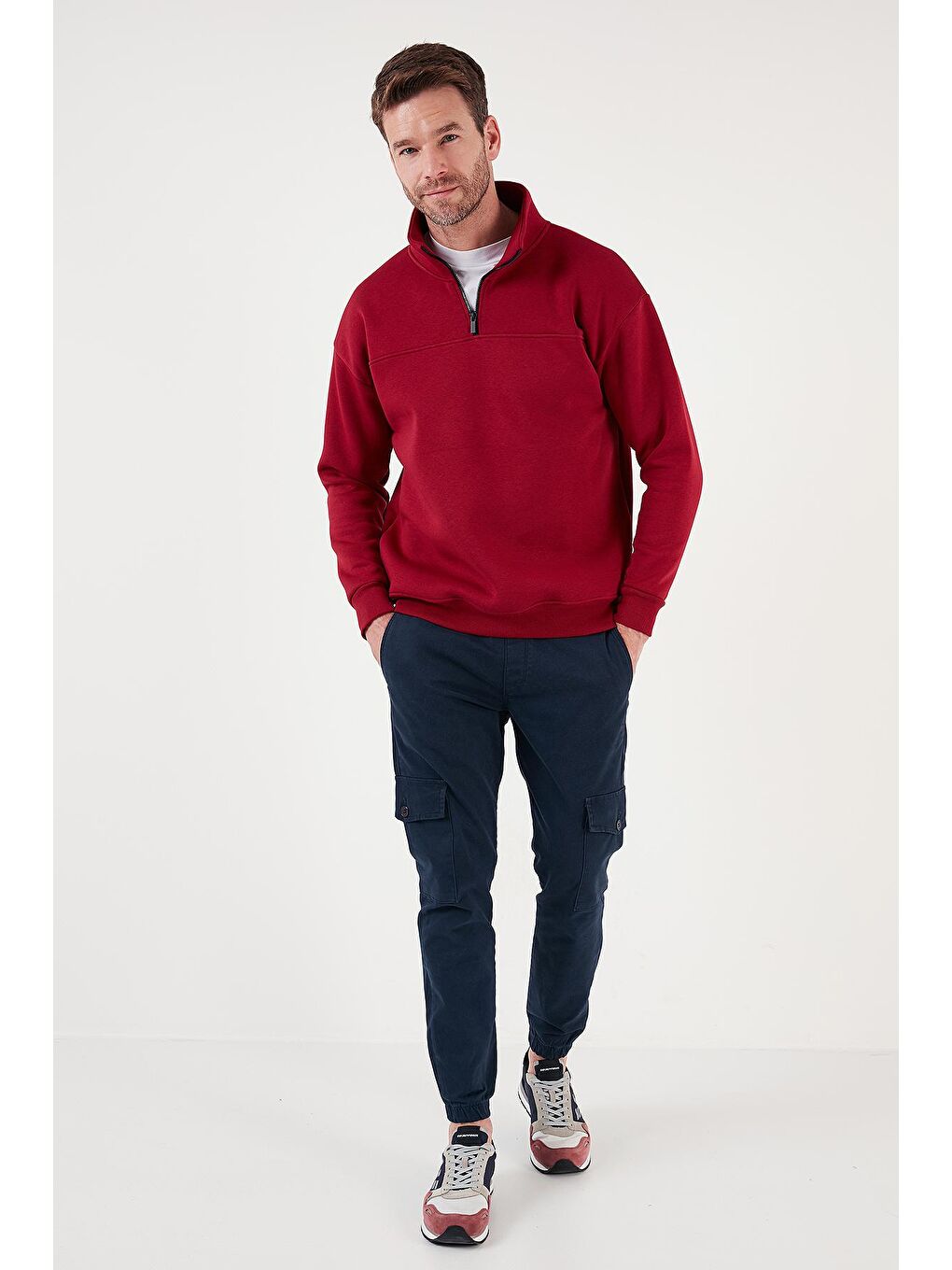 Buratti Bordo Regular Fit Pamuklu İçi Tüylü Yumuşak Şardonlu Kışlık Sweat 59053431 - 3