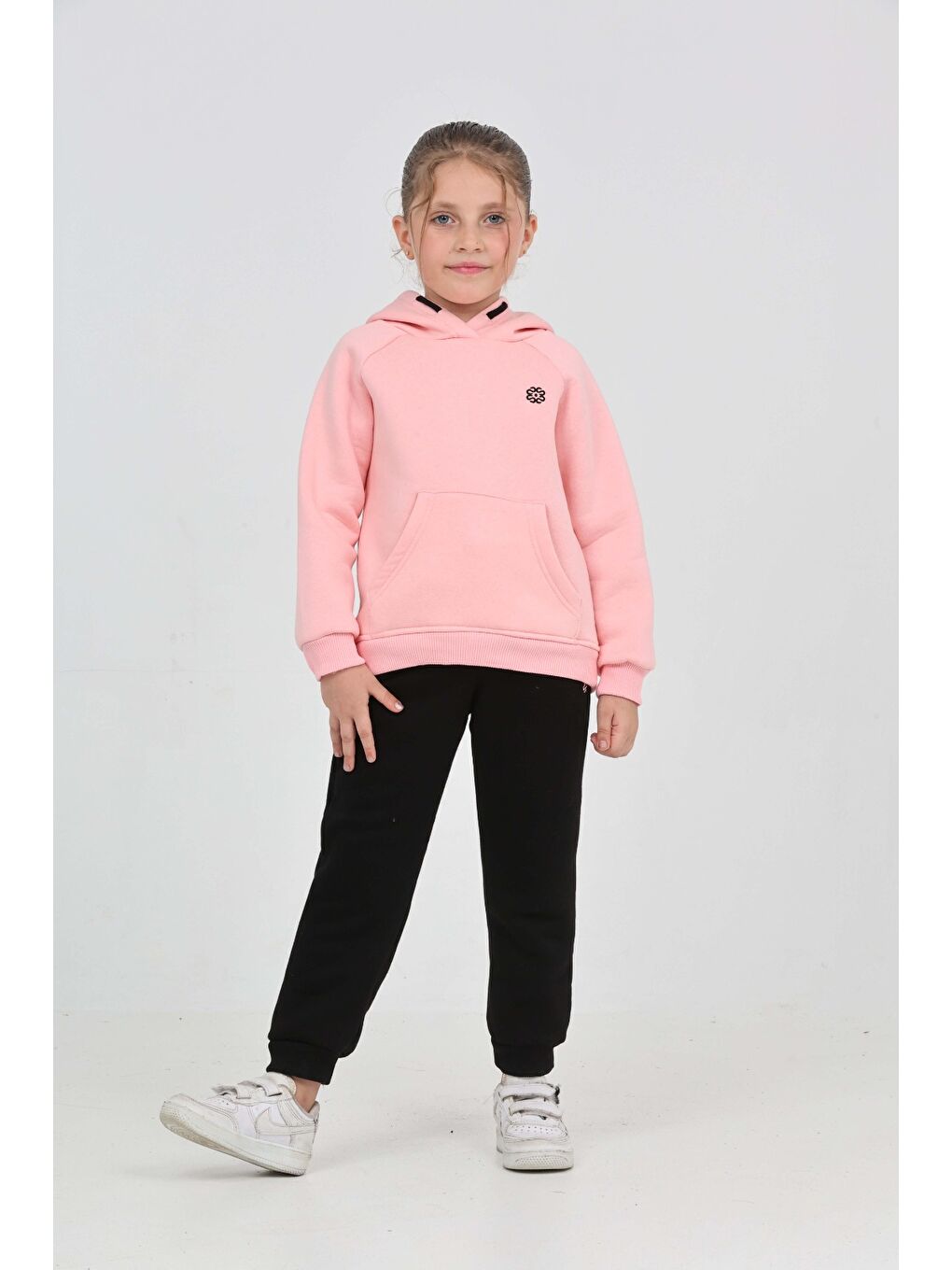 Pembe Kız Çocuk Garni Nakışlı Eşofman Takım-2