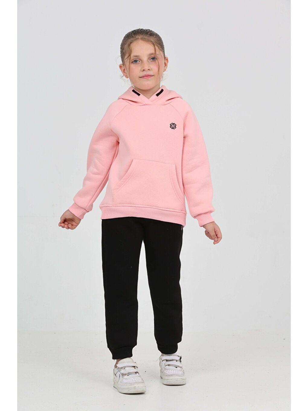 Pembe Kız Çocuk Garni Nakışlı Eşofman Takım-3