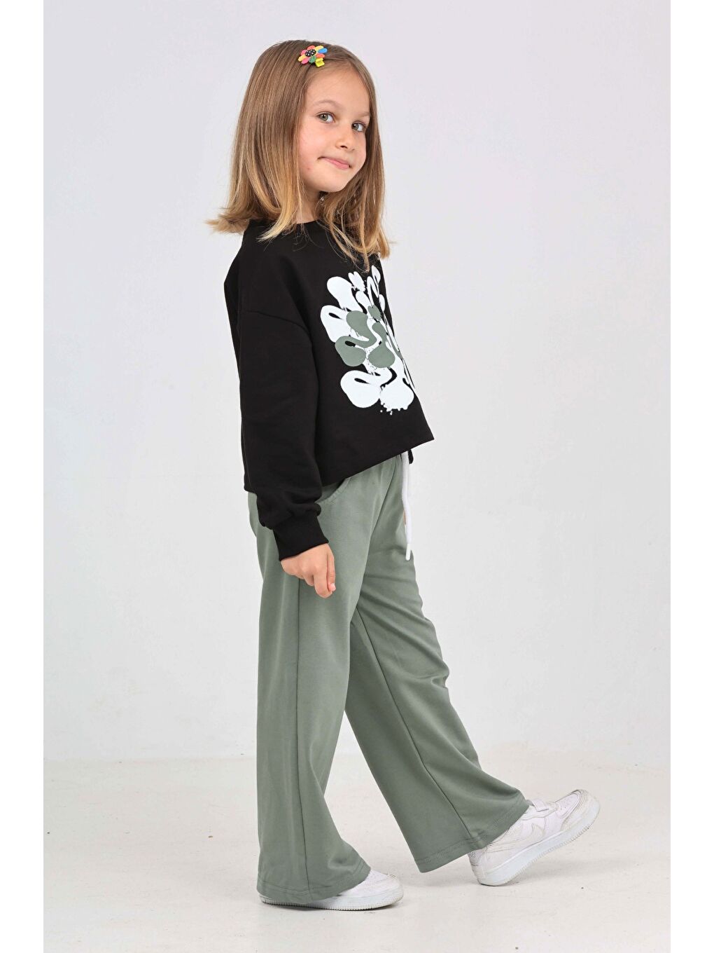 Siyah Kız Çocuk Nice Baskılı Eşofman Takım-1