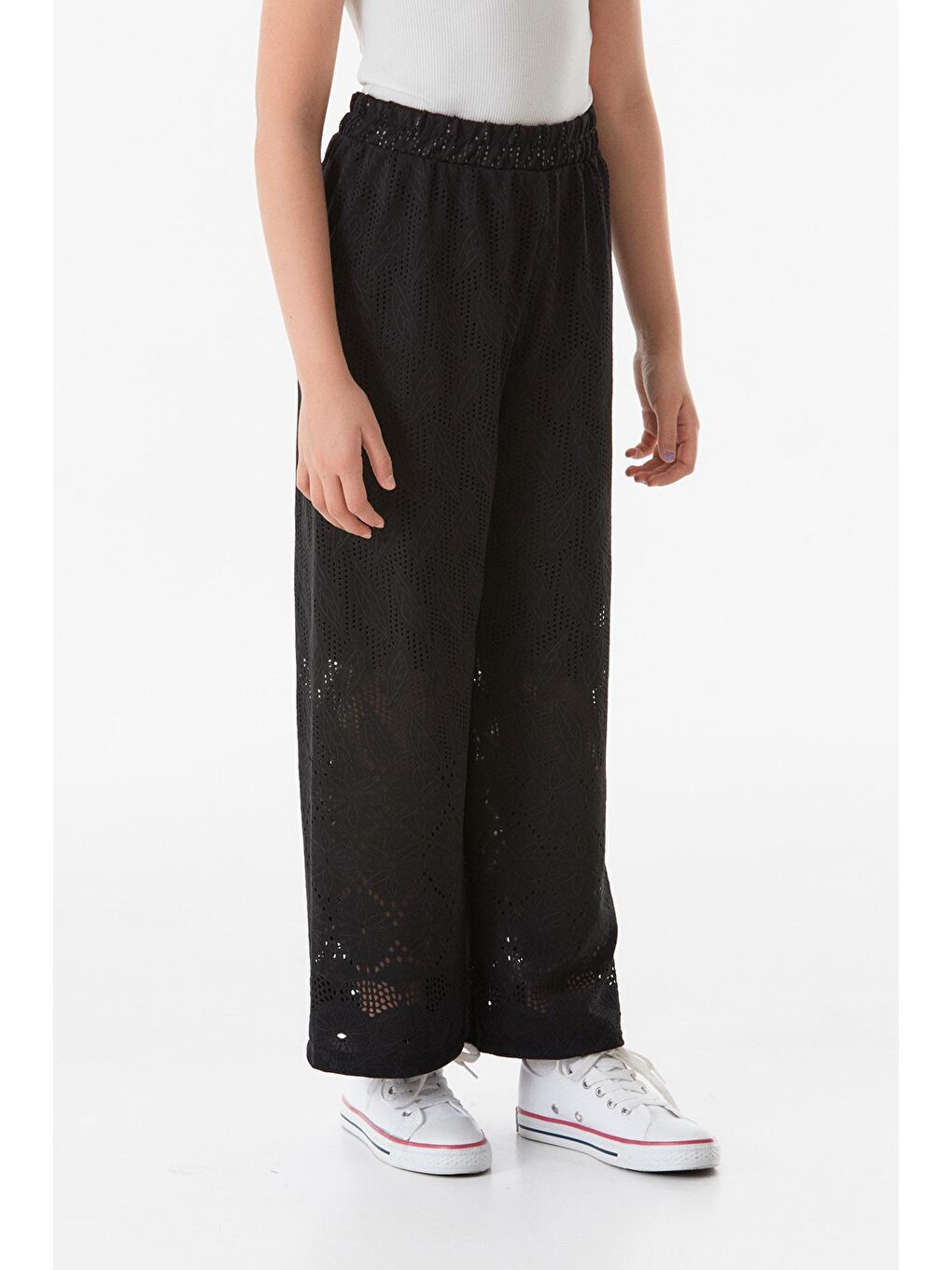 Siyah Beli Lastikli Kız Çocuk Pantolon-1