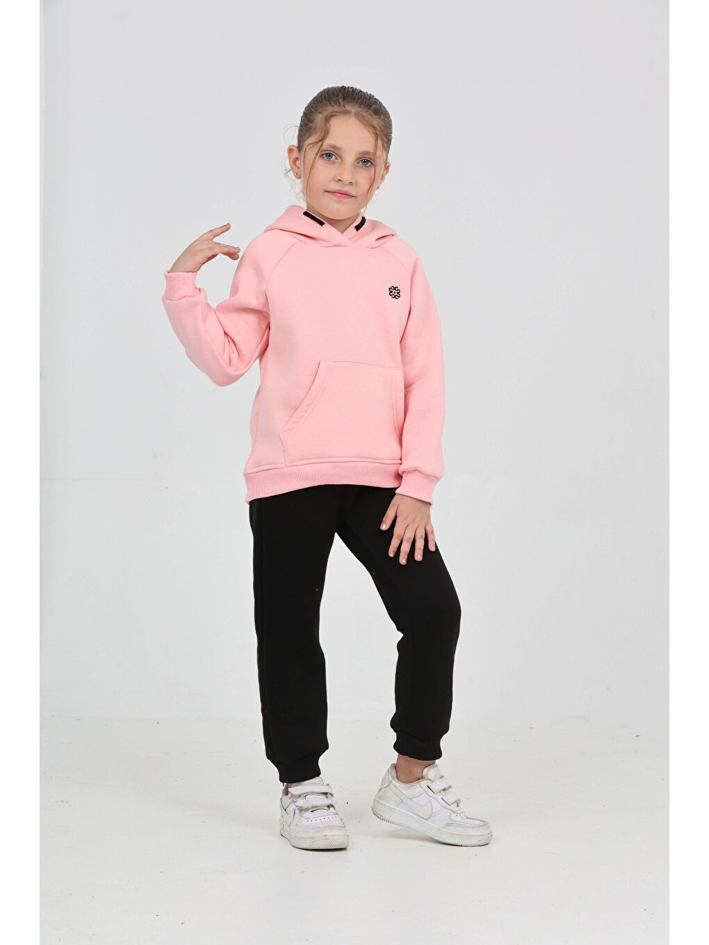 Pembe Kız Çocuk Garni Nakışlı Eşofman Takım-4