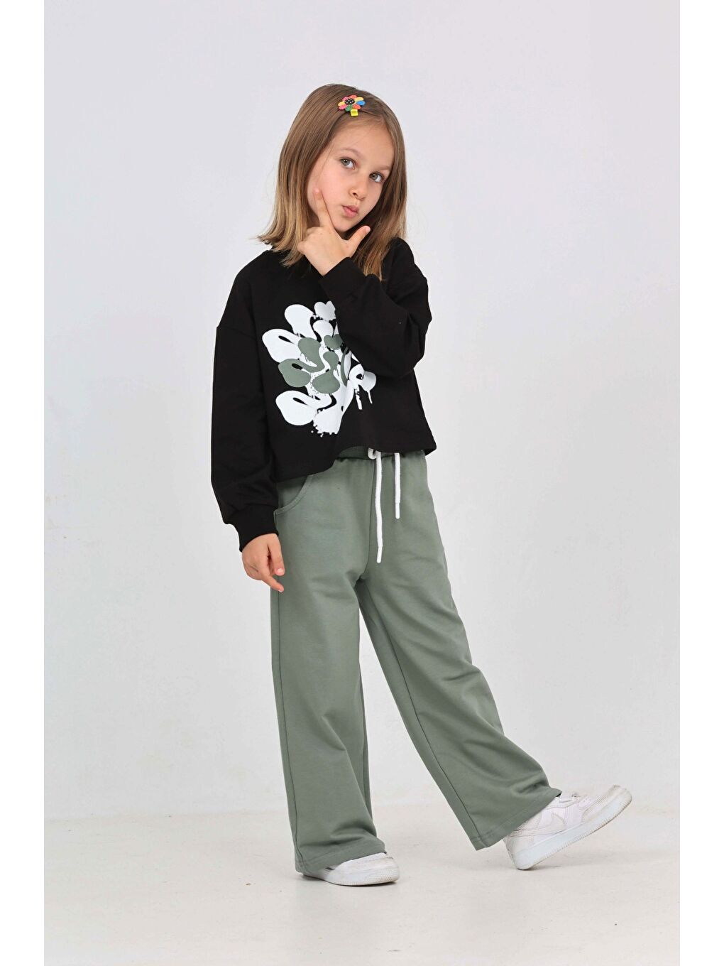 Siyah Kız Çocuk Nice Baskılı Eşofman Takım-2