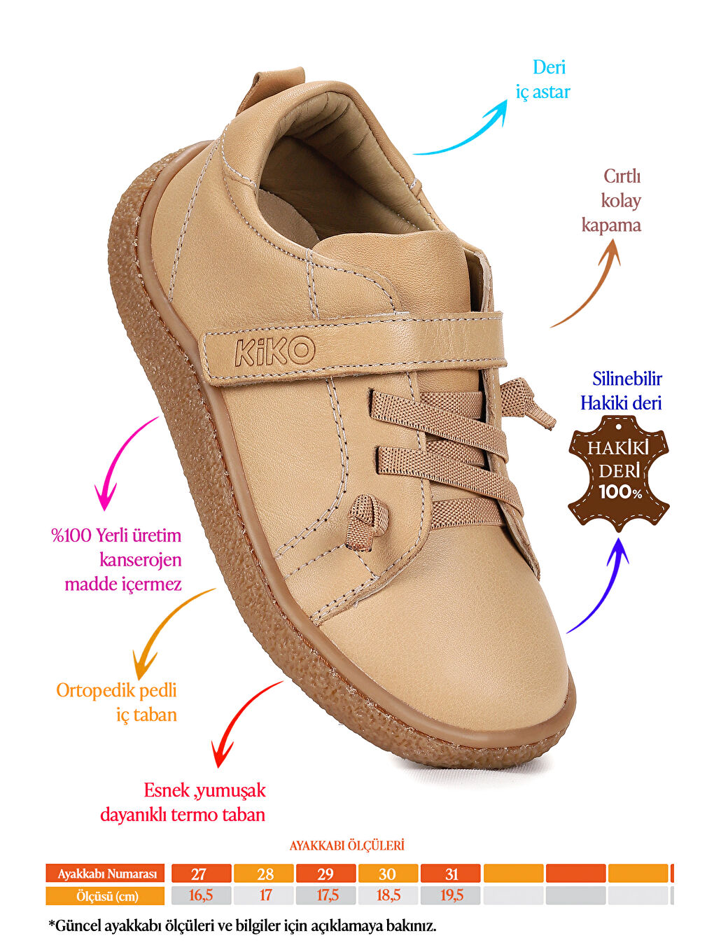 Kahverengi Arad %100 Deri Günlük Erkek Çocuk Spor Ayakkabı-1