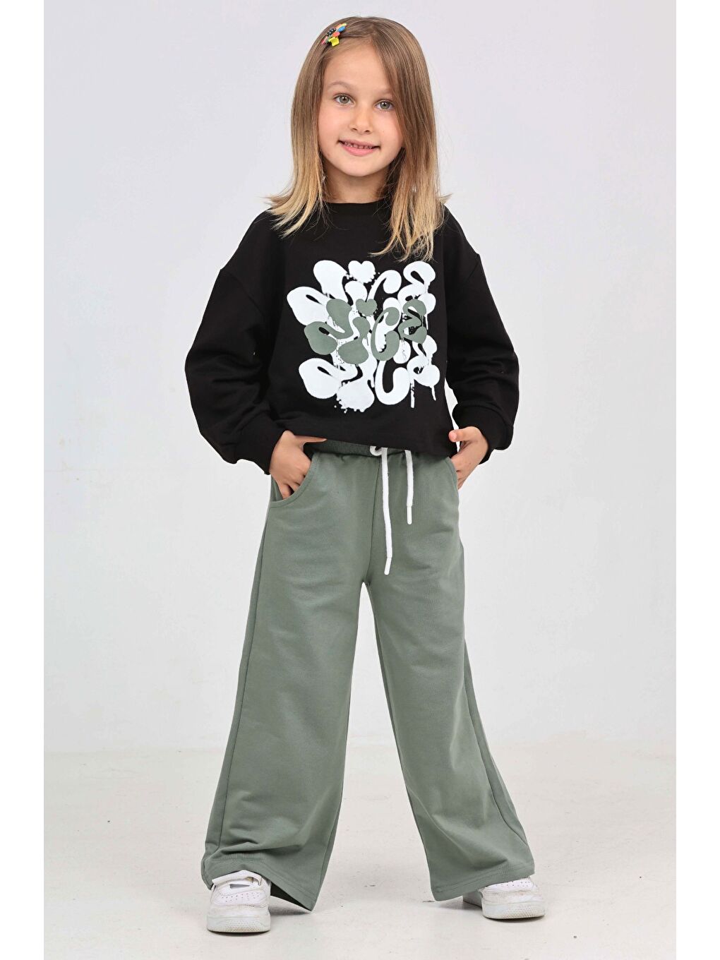 Siyah Kız Çocuk Nice Baskılı Eşofman Takım-3