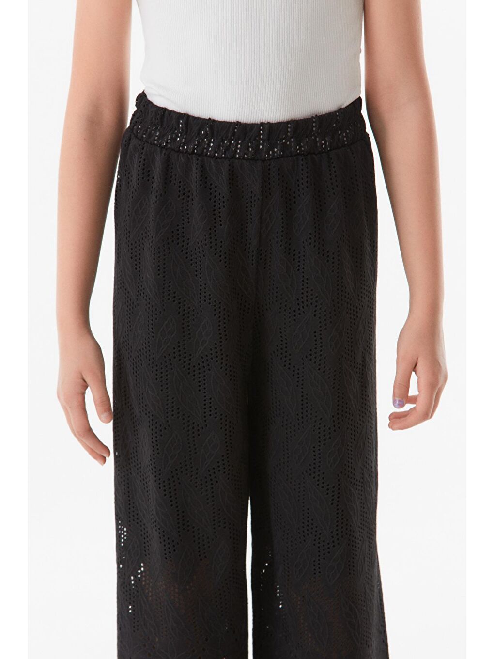 Siyah Beli Lastikli Kız Çocuk Pantolon-4