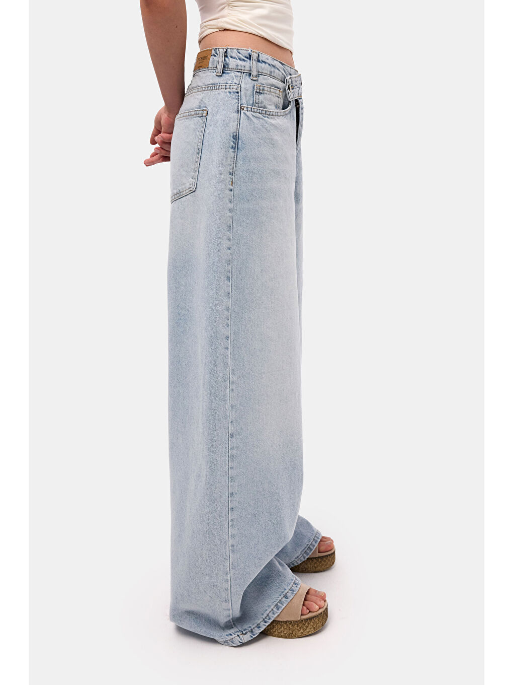 Mavi Kadın Jean Rengi 4s6-3 Mega Baggy Fit Kemer Detaylı Bol Kesim Denim Jean-3
