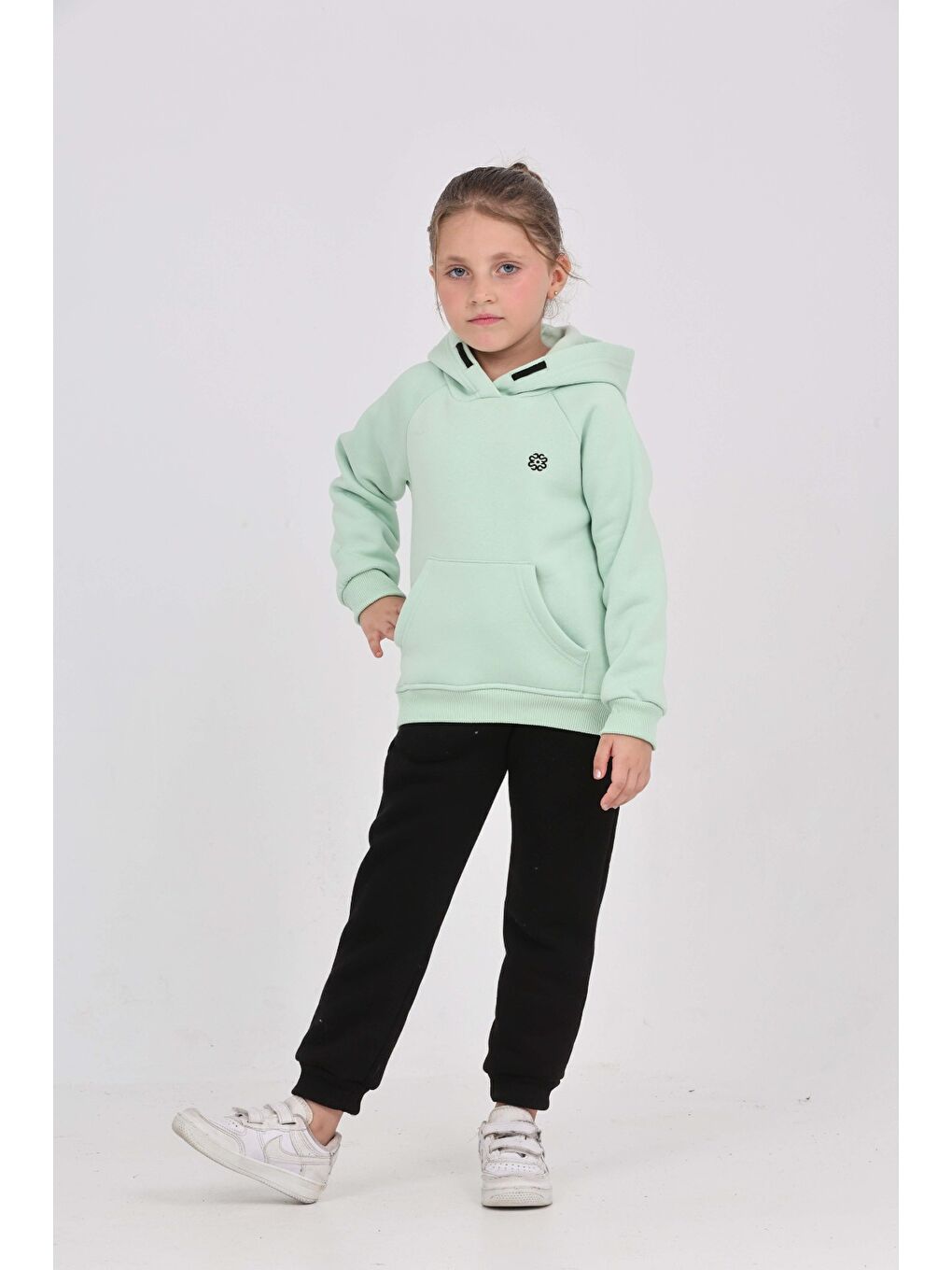 Turkuaz Kız Çocuk Garni Nakışlı Eşofman Takım-2