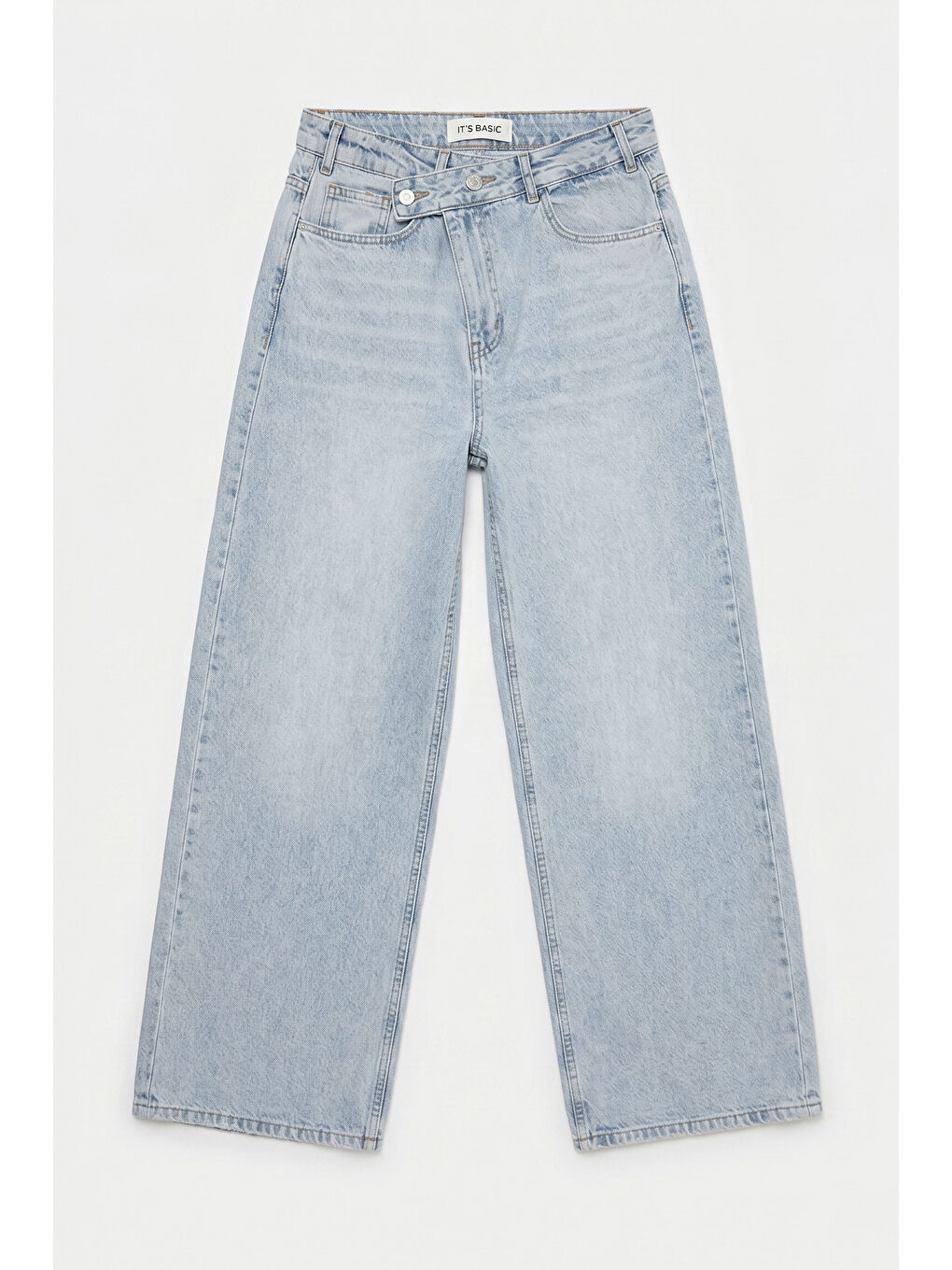 Mavi Kadın Jean Rengi 4s6-3 Mega Baggy Fit Kemer Detaylı Bol Kesim Denim Jean-4