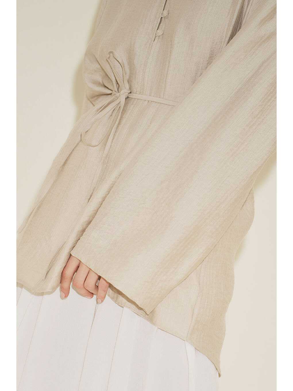 Bej Dokulu Dökümlü Tunik Taş-3