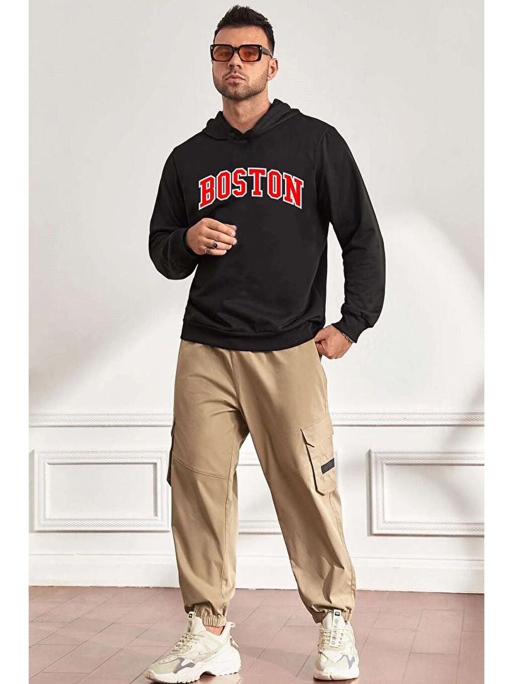 uyguntarz Siyah Unisex Boston Baskılı Sweatshirt