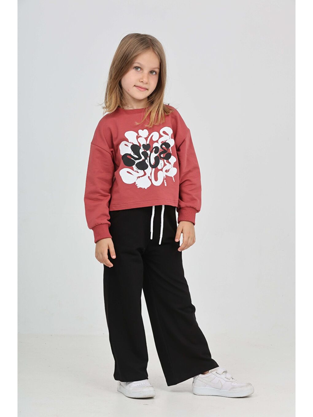 Kahverengi Kız Çocuk Nice Baskılı Eşofman Takım-2