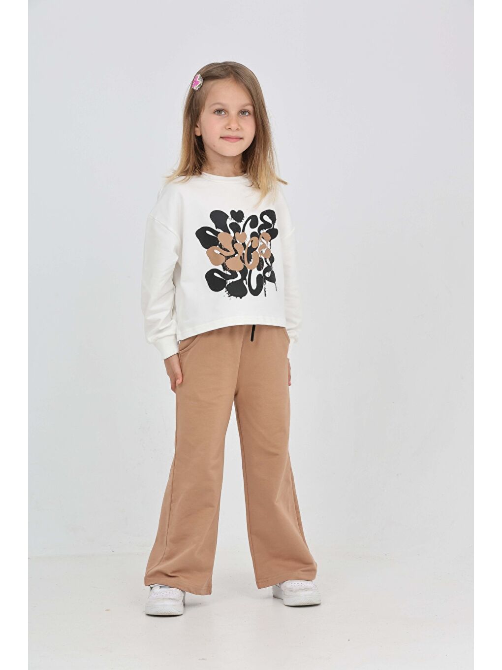 Ekru Kız Çocuk Nice Baskılı Eşofman Takım-4
