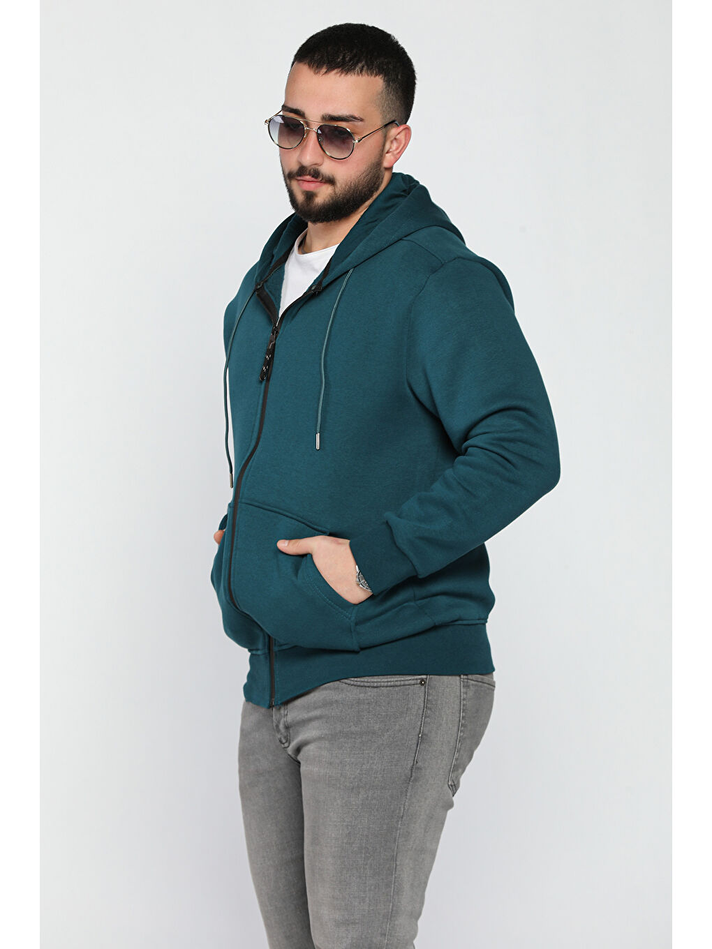 Mishar İtalia Yeşil Erkek Kapüşonlu Şardonlu Sweatshirt - 1