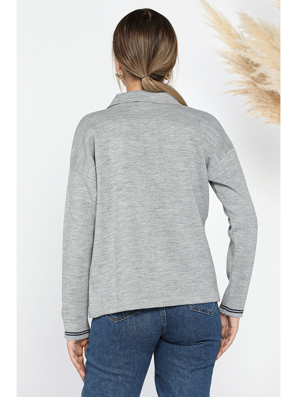 Gri Kadın Bağcıklı Triko Ceket Hırka (s-m-l Beden Uyumludur)-2