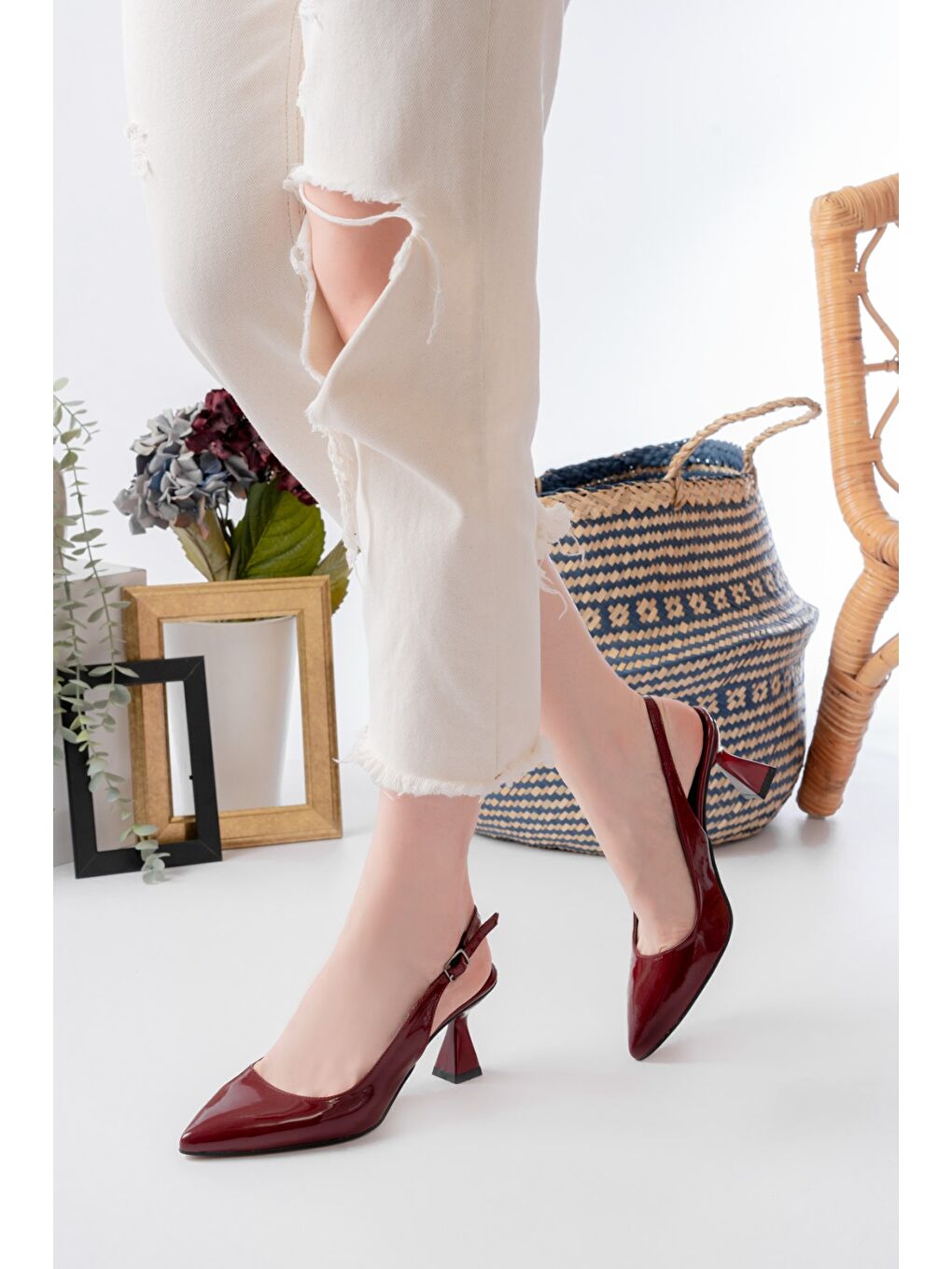 Kadın Harmony Bordo Rugan Topuklu Ayakkabı