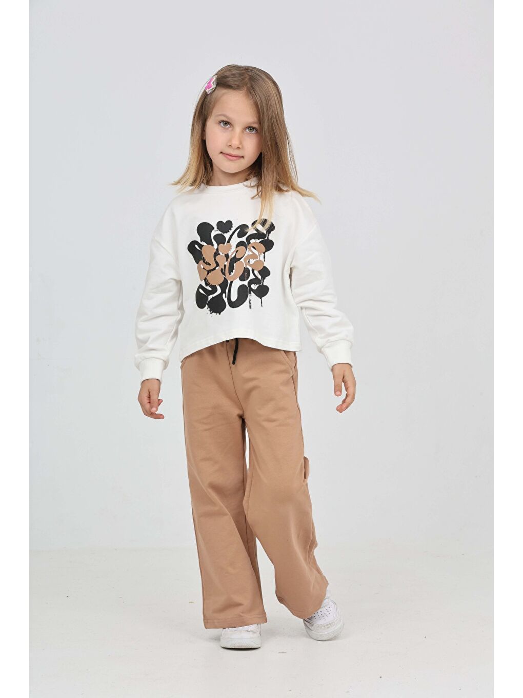 Ekru Kız Çocuk Nice Baskılı Eşofman Takım-5
