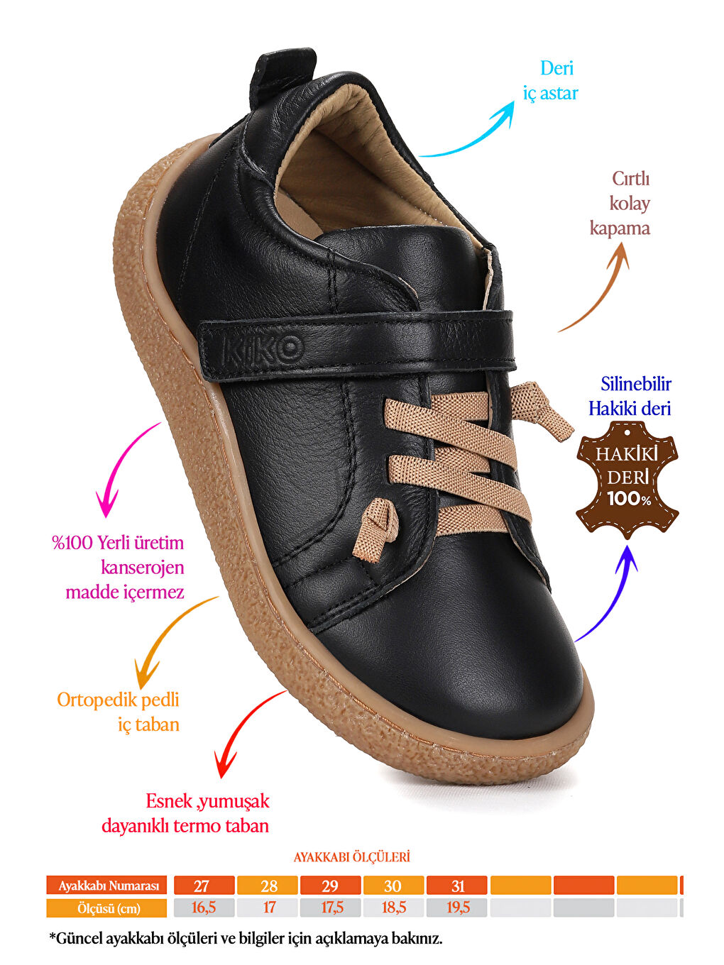 Siyah Arad %100 Deri Günlük Erkek Çocuk Spor Ayakkabı-1