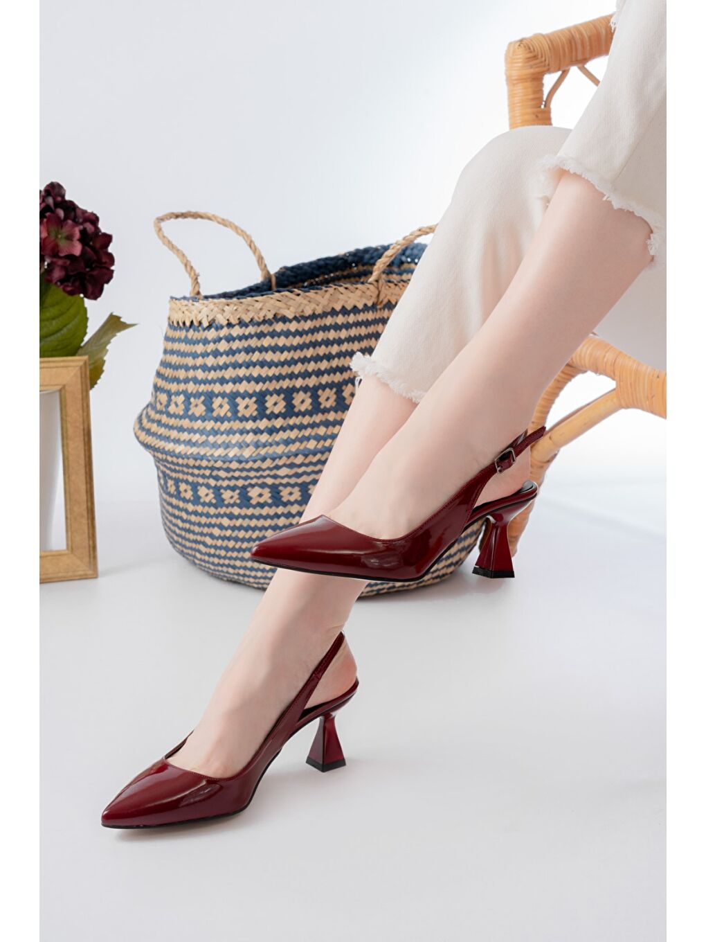 Kadın Harmony Bordo Rugan Topuklu Ayakkabı-1