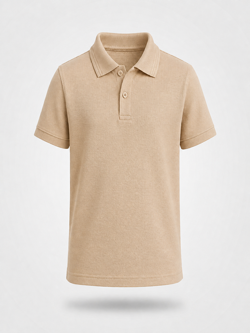 Bej Kids Polo Yaka Basic Kısa Kollu Unisex Çocuk Tişört-3