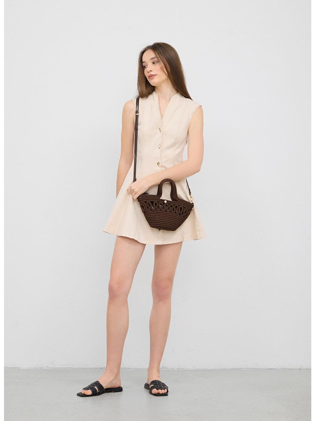 Ortega Handmade Mini Hasır Çapraz Çanta Kahverengi-2