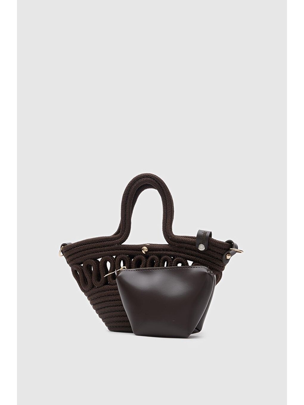 Ortega Handmade Mini Hasır Çapraz Çanta Kahverengi-3