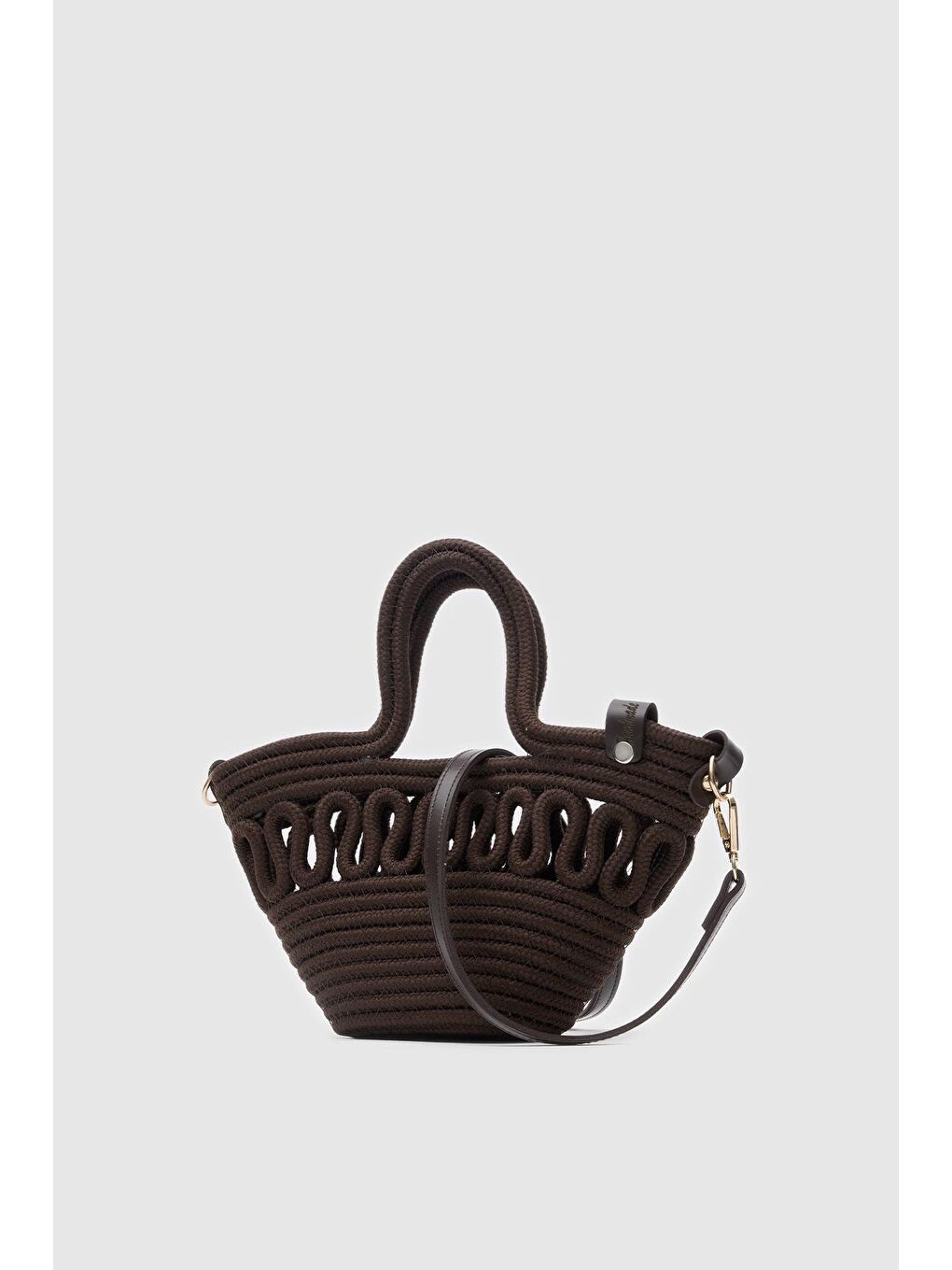 Ortega Handmade Mini Hasır Çapraz Çanta Kahverengi-4