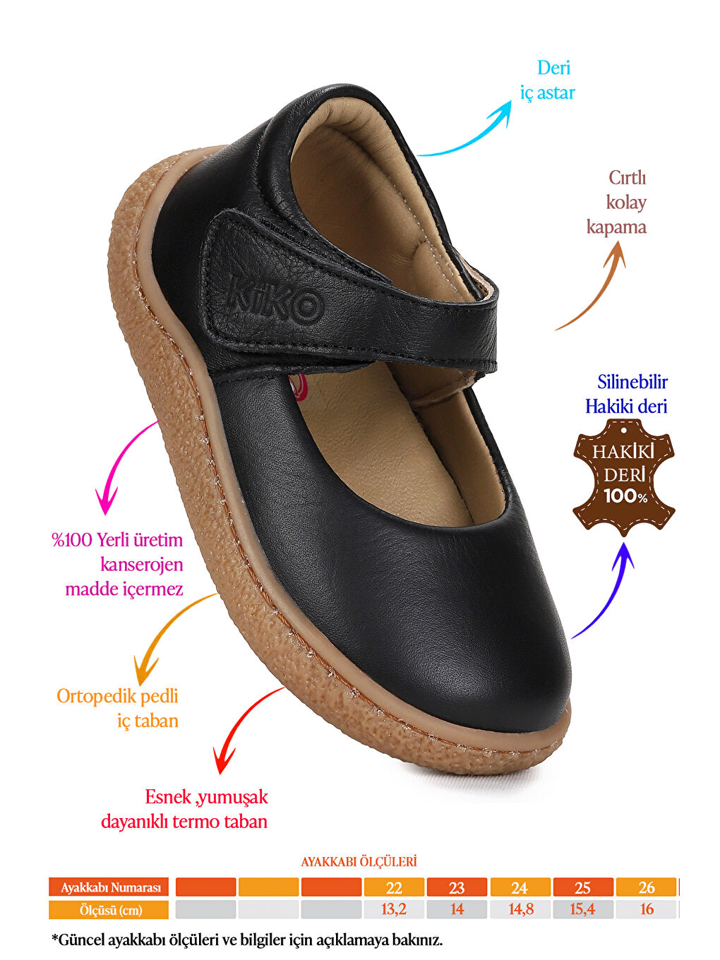 Siyah Lida %100 Deri Günlük Kız Bebek Babet Ayakkabı-1