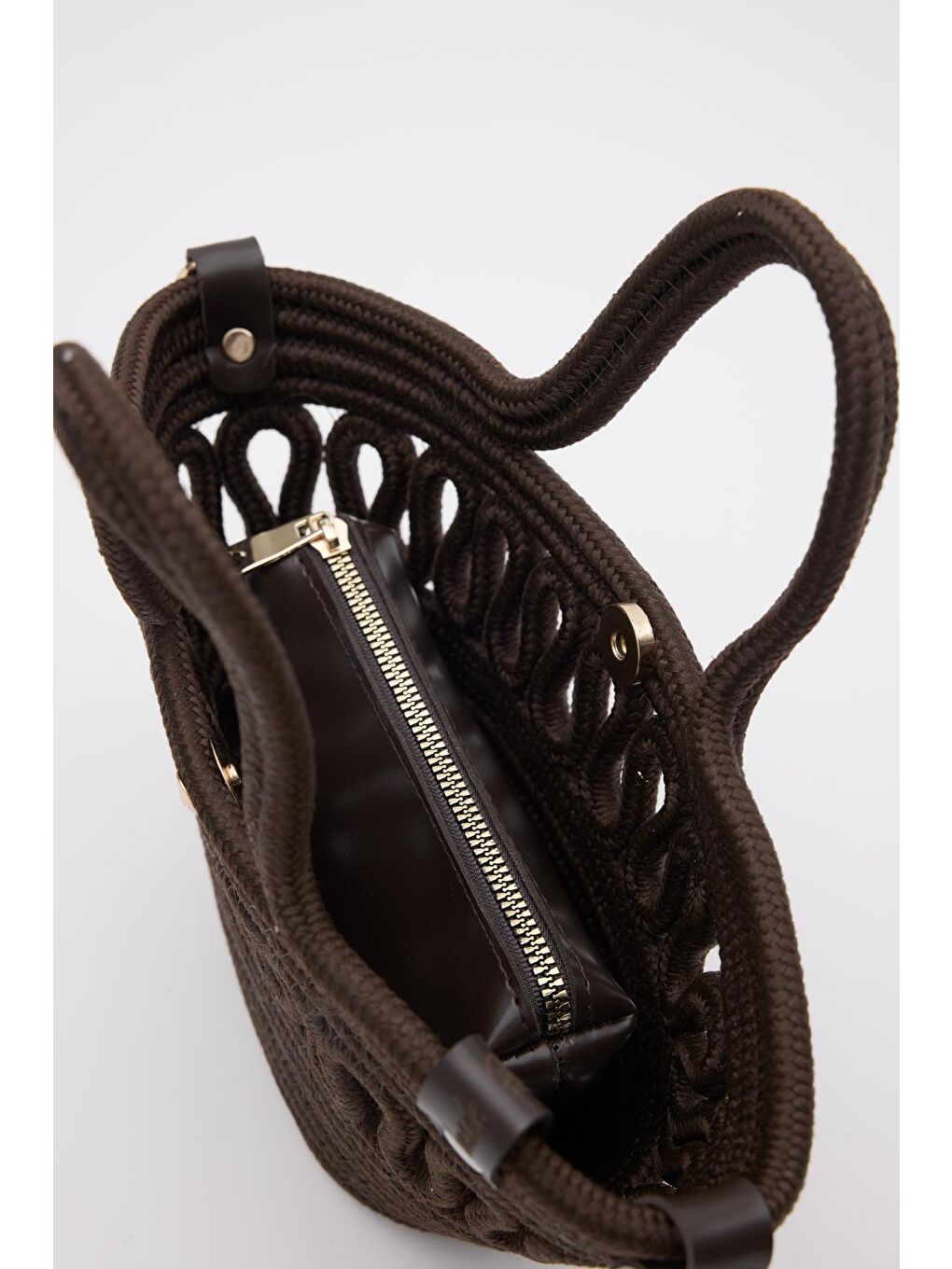 Ortega Handmade Mini Hasır Çapraz Çanta Kahverengi-8