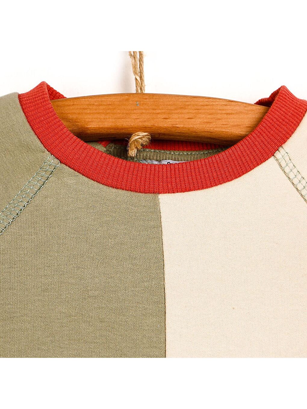 Yeşil Yenidoğan Renk Bloklu Sweatshirt-Patikli Alt-1