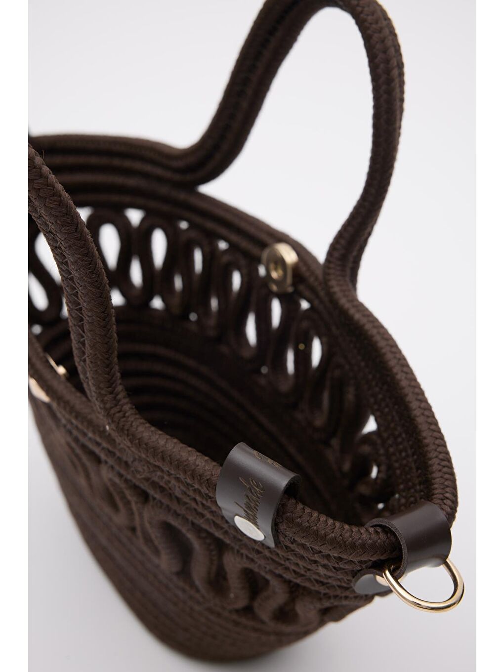 Ortega Handmade Mini Hasır Çapraz Çanta Kahverengi-9