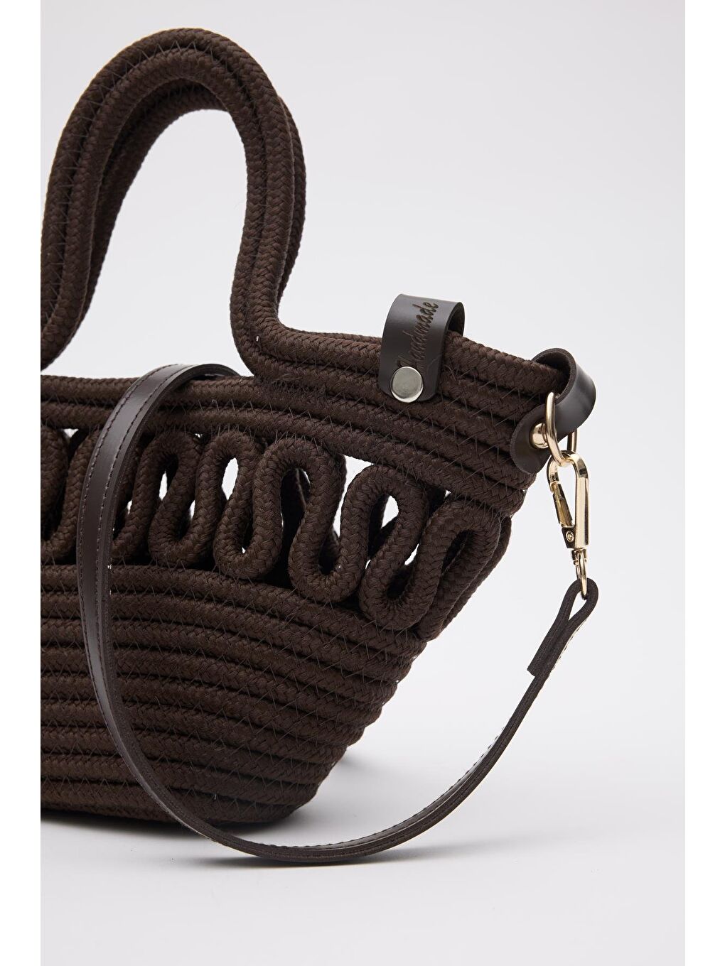 Ortega Handmade Mini Hasır Çapraz Çanta Kahverengi-10