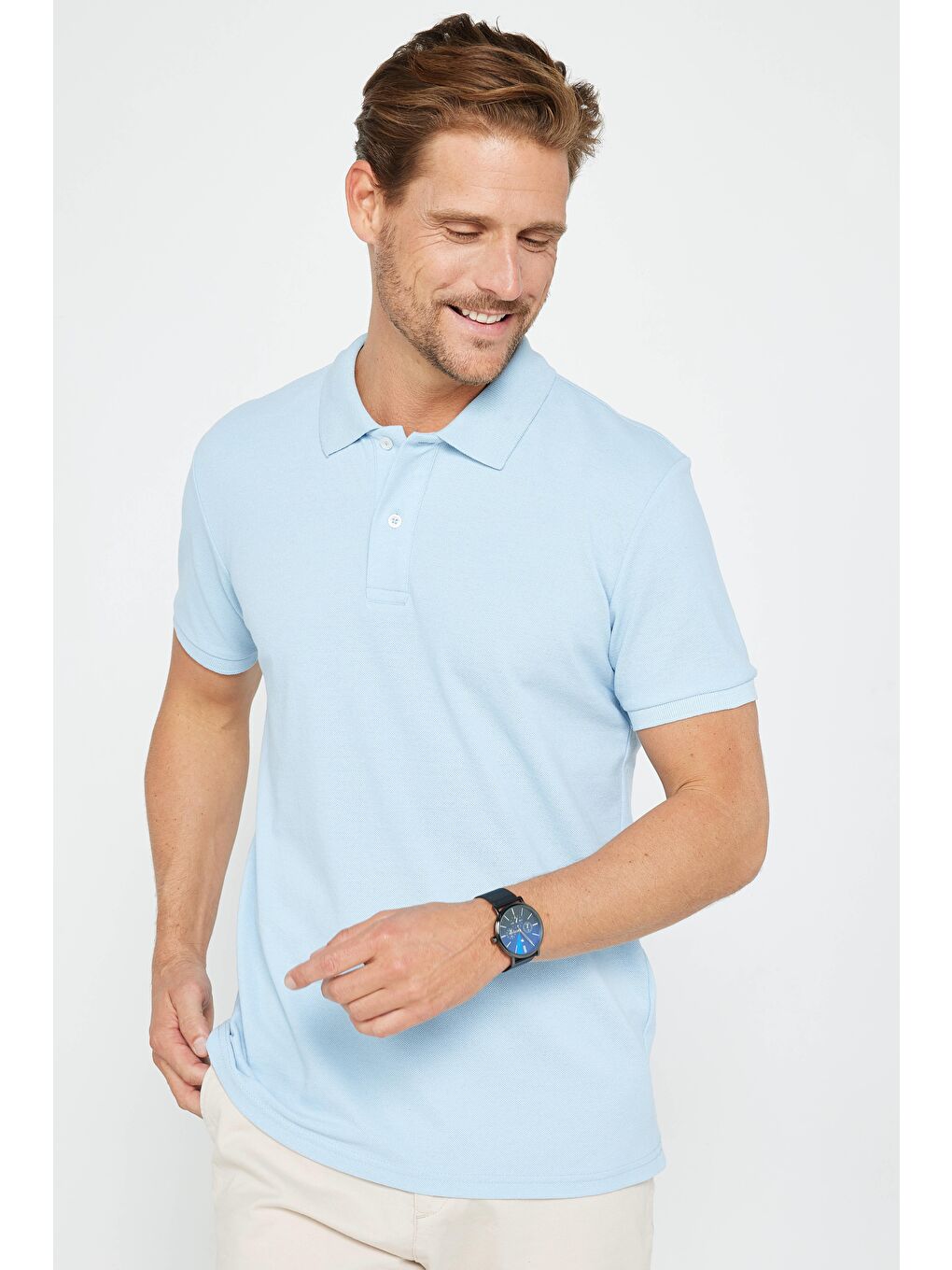 Karışık Erkek 3'lü Paket Siyah-Mavi-Beyaz Slim Fit Dar Kesim Pamuklu Düz Pike Polo Yaka Tişört-1