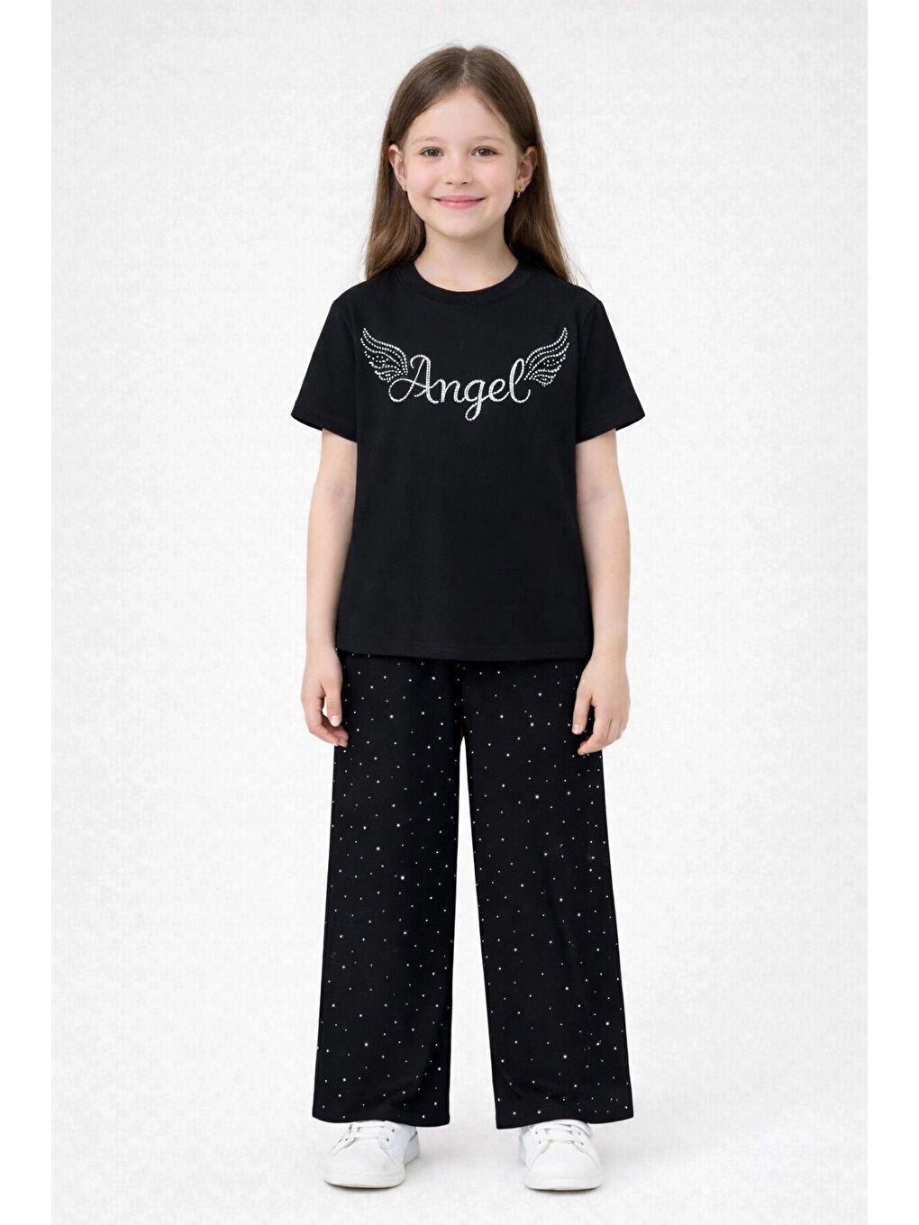 Siyah Angel Taşlı Kız Çocuk Takım 30458