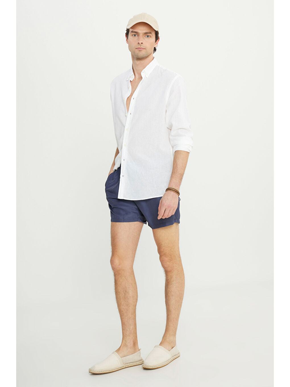 Erkek Lacivert Standart Fit Normal Kesim Cepli Hızlı Kuruyan Desenli Deniz Şortu-5