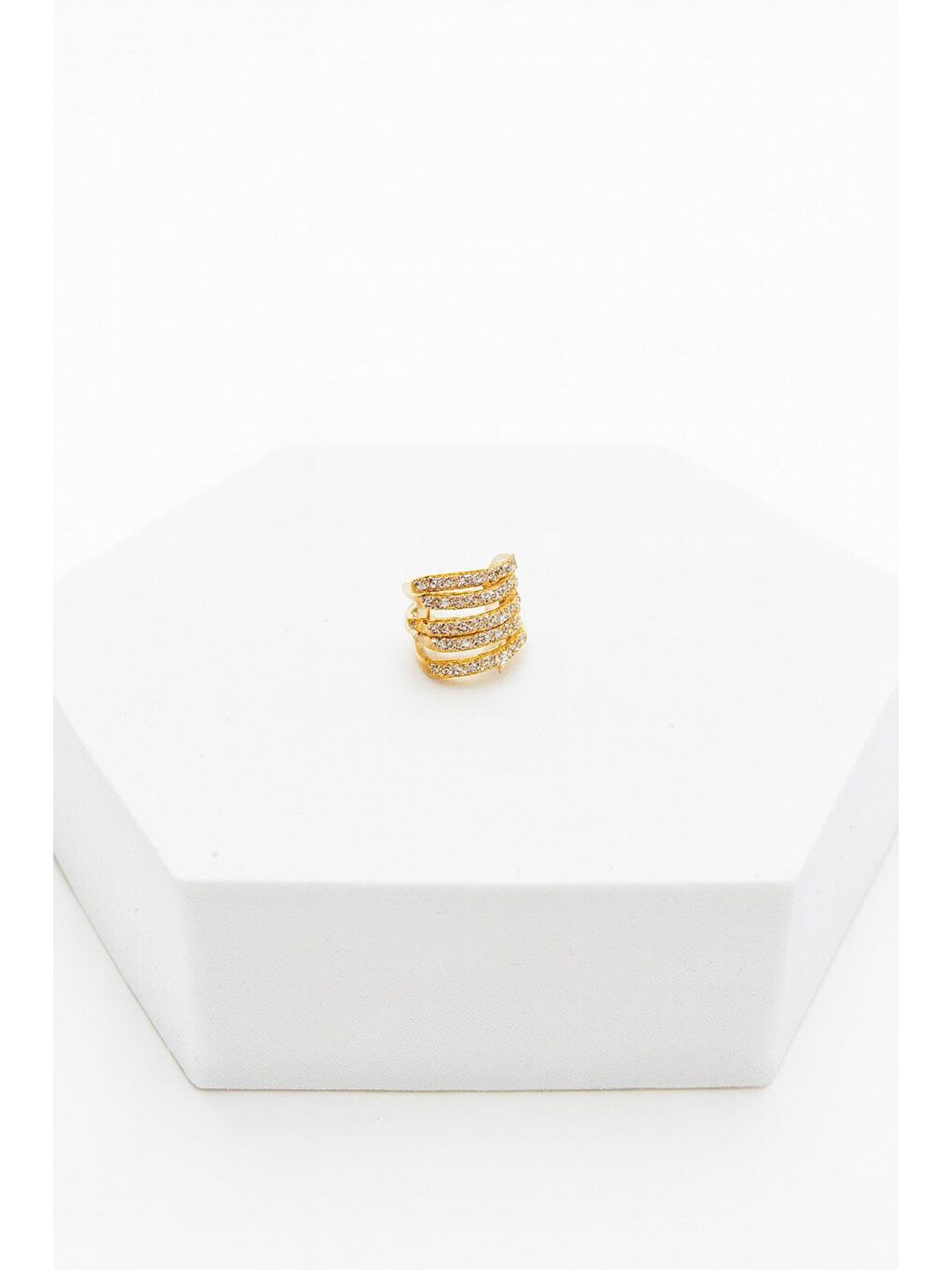 Sarı 5 Sıralı Sıkıştırmalı Kıkırdak Küpe