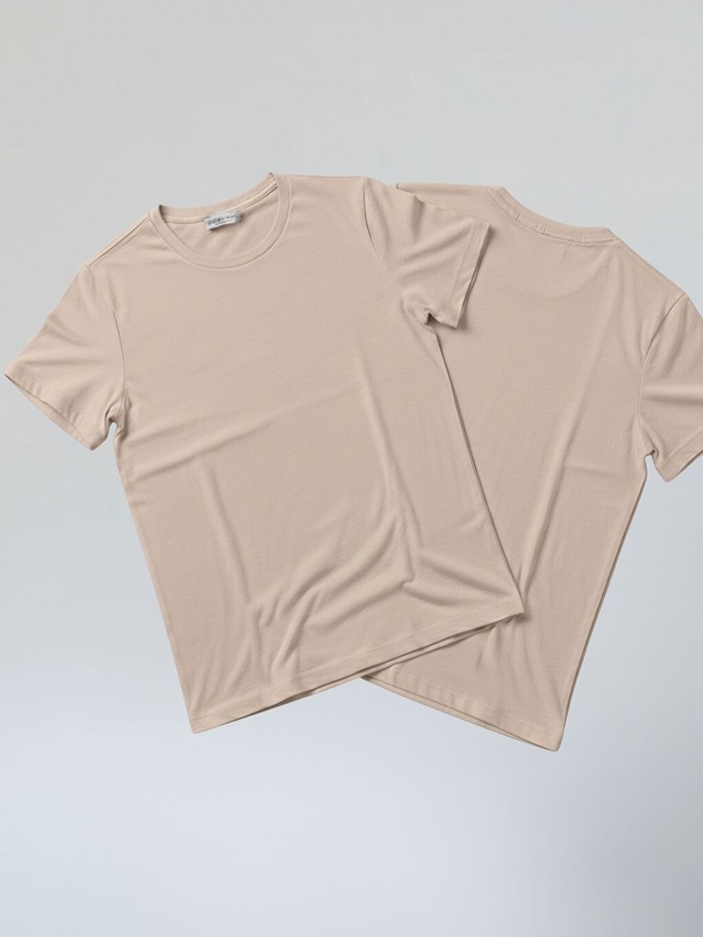 Unisex Bej Düz Tişört