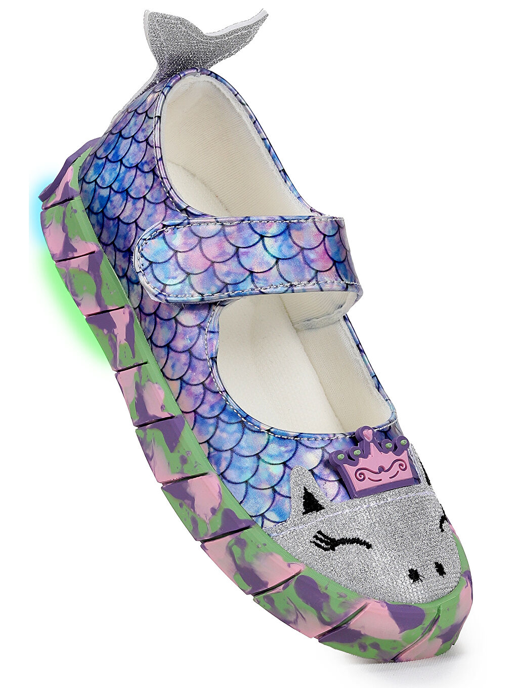 Lila Zubin Deniz Kızı Cırtlı Işıklı Kız Çocuk Babet Ayakkabı