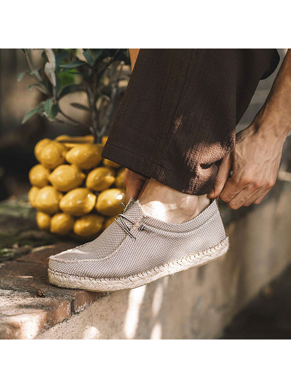 Gri Erkek Espadril / Keten Oscar Pedra-5