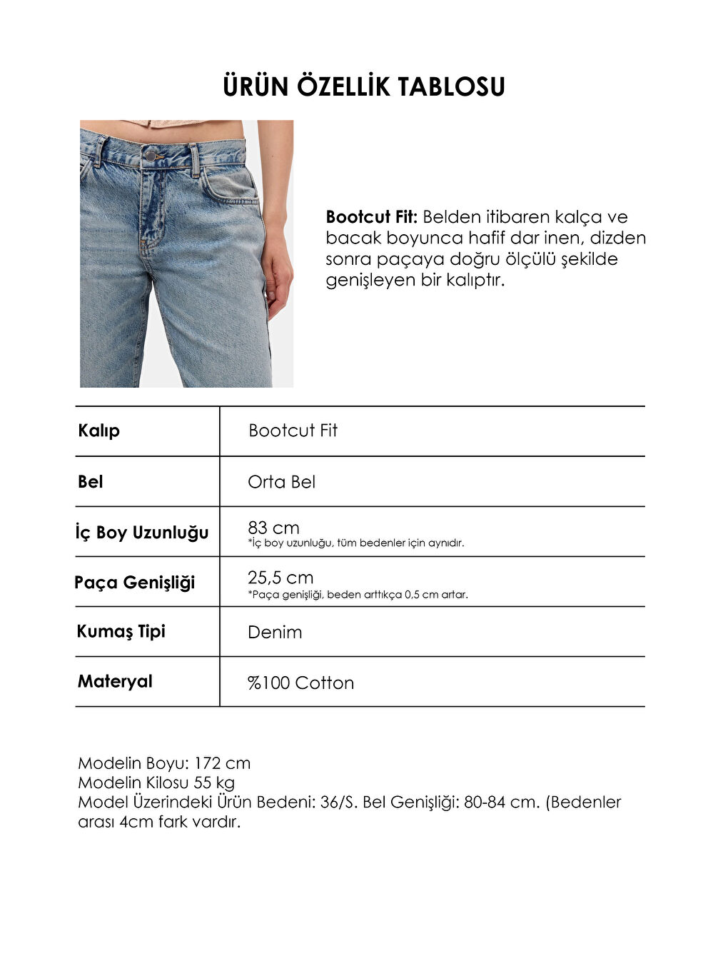 Mavi Kadın Jean Renk 4s6-32 Bootcut Fit Orta Bel Denim Jean-4