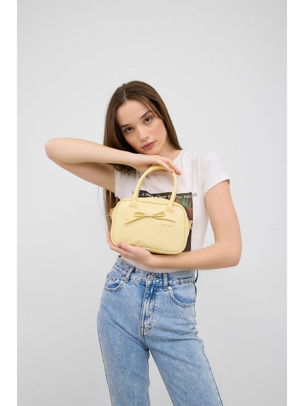 Perfect Kurdele Detaylı Bowling El Ve Çapraz Çanta Sarı-1