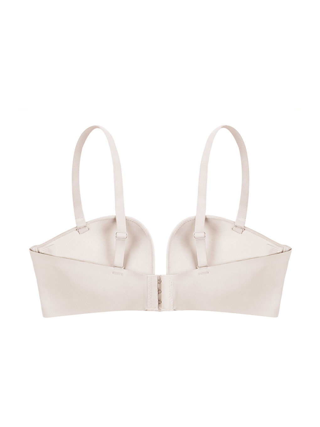 Ekru Derin Dekolte Destekli Dikişsiz Sütyen-1